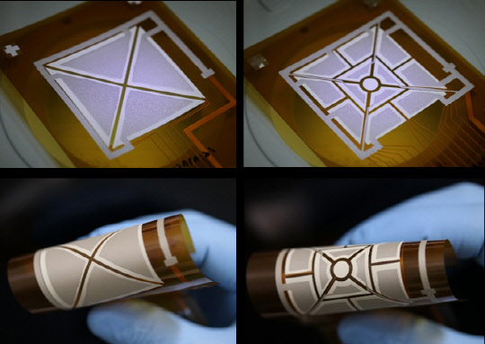 ETRI가 개발한 '유연 나노복합체 기반 압전 센서'로 최대 15m 떨어진 곳에서 원격으로 물체의 촉감을 실시간으로 느낄 수 있다.   ETRI 제공